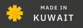 The panel's MADE IN KUWAIT plate, with its yellow emblem.